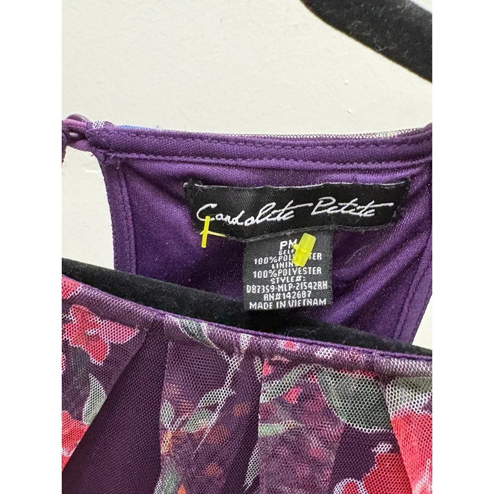 Candolite Petite Purple Floral Mesh Maxi Dress Sleeveless PM DB7359-MLP-21542RH